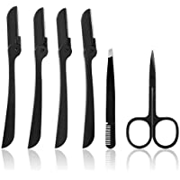 liaboe - Juego de 6 pinzas para cejas-Maquinillas de Afeitar Cejas-Pinzas planas de acero inoxidable para cejas y…
